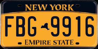 NY license plate FBG9916