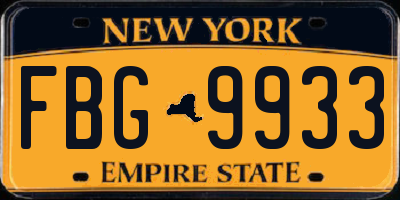 NY license plate FBG9933