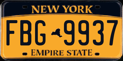 NY license plate FBG9937