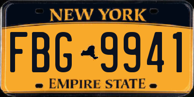 NY license plate FBG9941