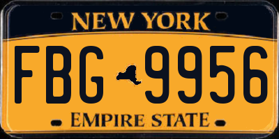NY license plate FBG9956