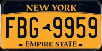 NY license plate FBG9959