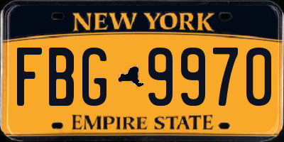 NY license plate FBG9970