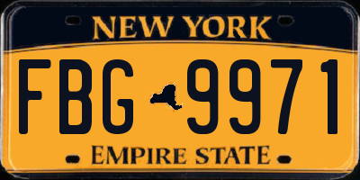 NY license plate FBG9971