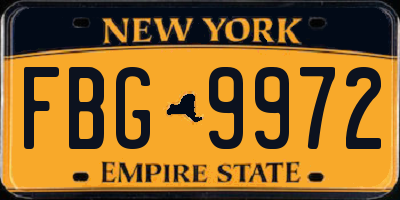 NY license plate FBG9972
