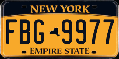 NY license plate FBG9977