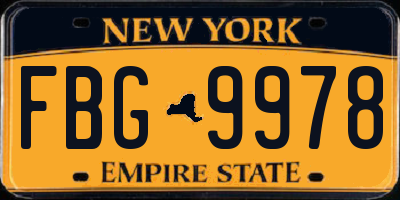 NY license plate FBG9978