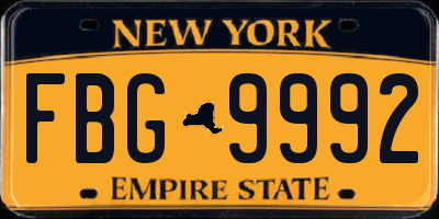 NY license plate FBG9992