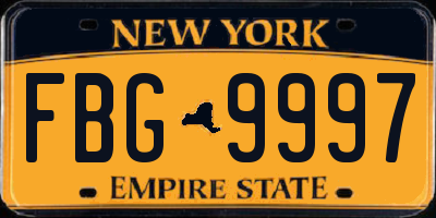 NY license plate FBG9997