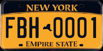 NY license plate FBH0001