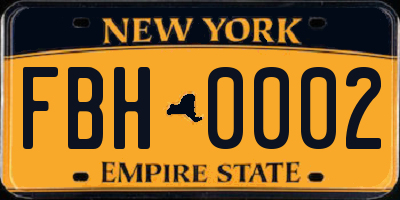 NY license plate FBH0002
