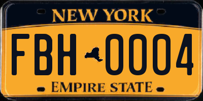 NY license plate FBH0004