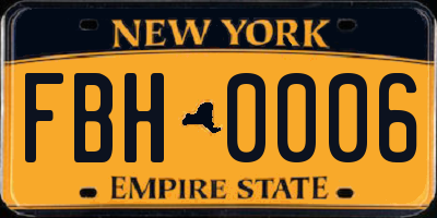 NY license plate FBH0006