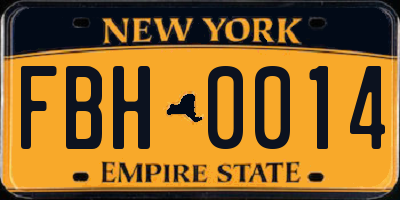 NY license plate FBH0014