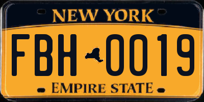 NY license plate FBH0019