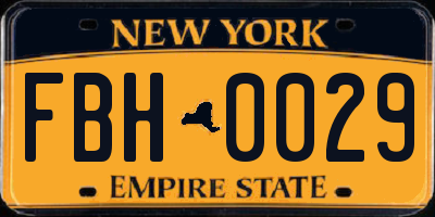 NY license plate FBH0029