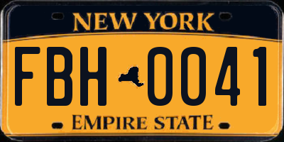NY license plate FBH0041