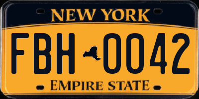 NY license plate FBH0042