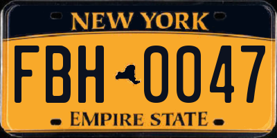 NY license plate FBH0047