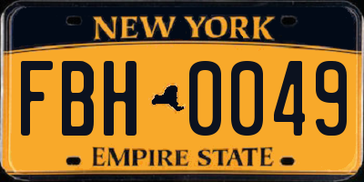 NY license plate FBH0049