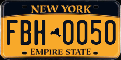 NY license plate FBH0050