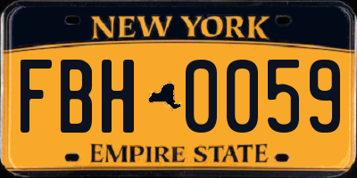 NY license plate FBH0059