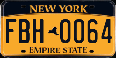 NY license plate FBH0064