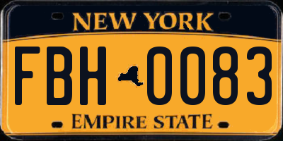 NY license plate FBH0083