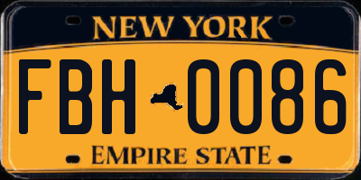 NY license plate FBH0086