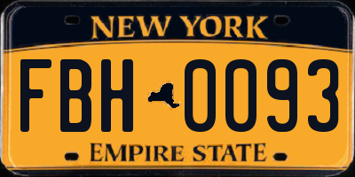 NY license plate FBH0093