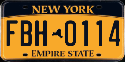 NY license plate FBH0114