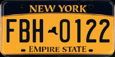 NY license plate FBH0122