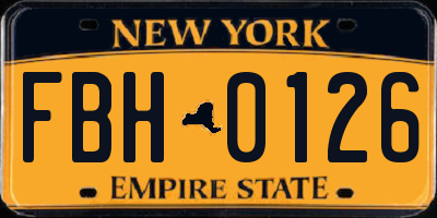 NY license plate FBH0126