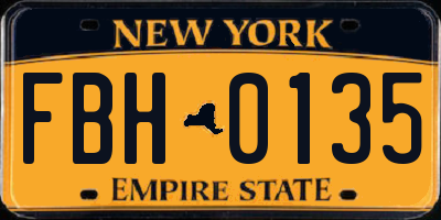 NY license plate FBH0135