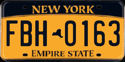 NY license plate FBH0163