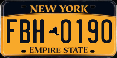 NY license plate FBH0190