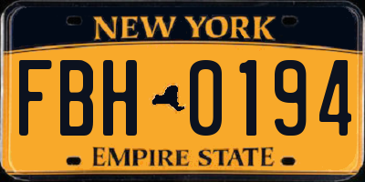 NY license plate FBH0194