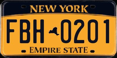 NY license plate FBH0201