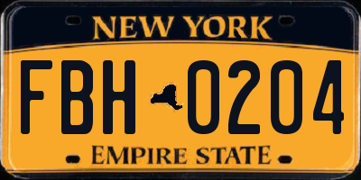 NY license plate FBH0204