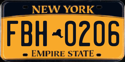 NY license plate FBH0206