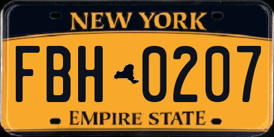 NY license plate FBH0207