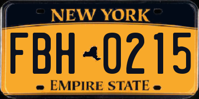 NY license plate FBH0215