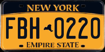 NY license plate FBH0220