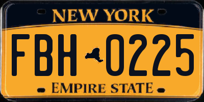 NY license plate FBH0225