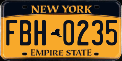 NY license plate FBH0235