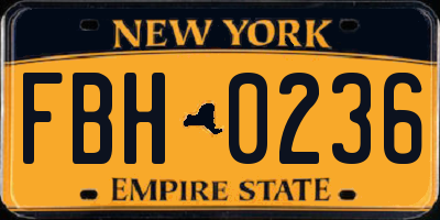 NY license plate FBH0236