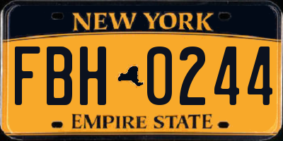 NY license plate FBH0244