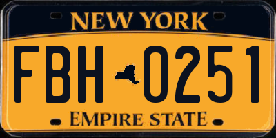 NY license plate FBH0251