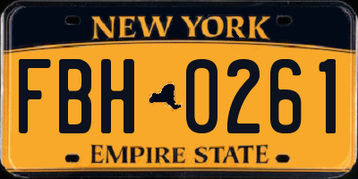 NY license plate FBH0261