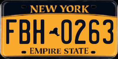 NY license plate FBH0263